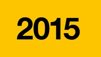 Gelbes Rechteck mit der schwarzen Zahl "2015"
