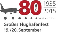 Logo "80 Jahre Flughafen Dresden"