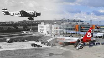 Fotomontage: Alter und neuer Flughafen