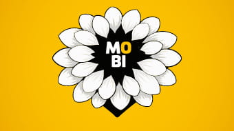 weiße Blütenblätter sprießen aus dem MOBI-Logo