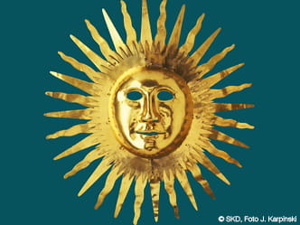 Sonnenmaske mit den Gesichtszügen Augusts II., des Starken, König von Polen und Kurfürst von Sachsen