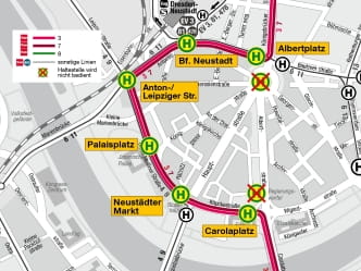 Vorschaubild Linienänderungen wegen Bau am Albertplatz