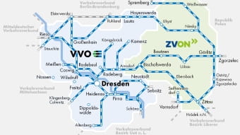 schematische Ansicht der Verkehrsverbünde VVO und ZVON