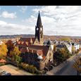 Foto der Versöhnungskirche in Dresden Striesen aus der Vogelperspektive