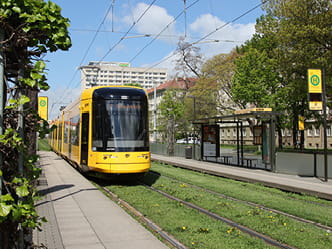 Foto: NGT DX DD in der Innenstadt an einem sonnigen Tag
