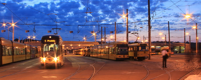 Foto Betriebshof bei Nacht
