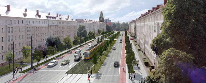 Fotomontage Straßenbahn auf Nürnberger Straße