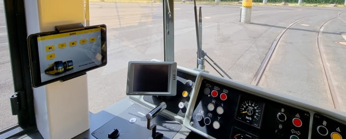 Bild vom Fahrer-Tablet