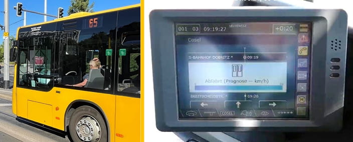 Bild von einem Bus und dem Bordrechner