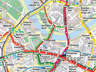 Ausschnitt Stadtplan mit Innenstadtlinien