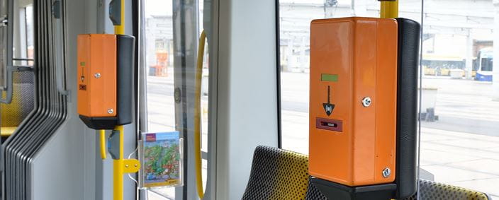 Bild vom Entwerter in der Straßenbahn