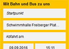 Fahrplanauskunft für Ihre Website: Ansicht angeschnittenes Auskunftsformular