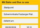 Fahrplanauskunft für Ihre Website: Ansicht angeschnittenes Auskunftsformular